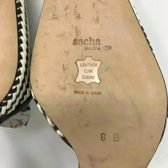 Sacha Made in Spain Black White 8 Wicker Shoes - Picture 8 of 8